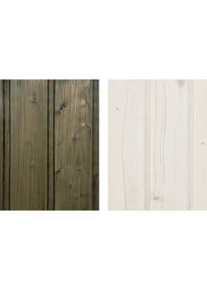 Medienos impregnantų rinkinys – namelio vidaus ir išorės apdailai – 10 l balto + 10 l samaų spalvos impregnanto + DOVANA – teptukų rinkinys TIMBELA DKMT02-MOSS/WHITE