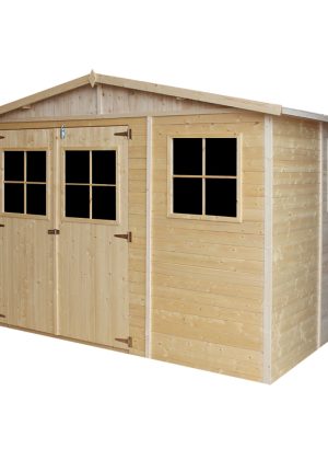 Medinis sodo namelis Timbela M334 su grindimis - A226 x 324 x 216 cm / 6 m2