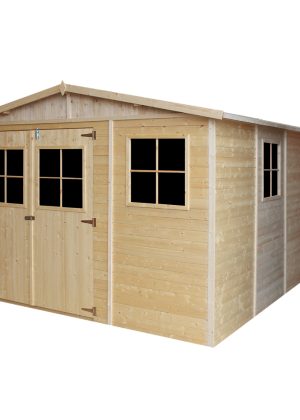 Medinis sodo namelis Timbela M336 su grindimis - A226 x 324 x 416 cm / 12 m2