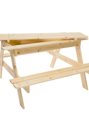 Medinis staliukas su smėlio dėže vaikams Timbela M010-1 - A50 x 90 x 90 cm