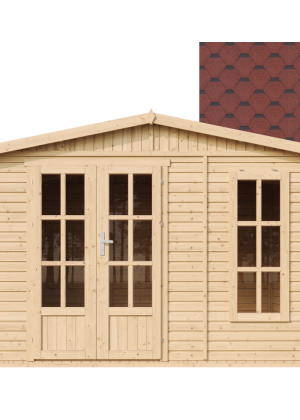 Sodo biuras Timbela M334FB+H334FBRED su grindimis ir čerpėmis - A232 x 332 x 222 cm / 6 m2